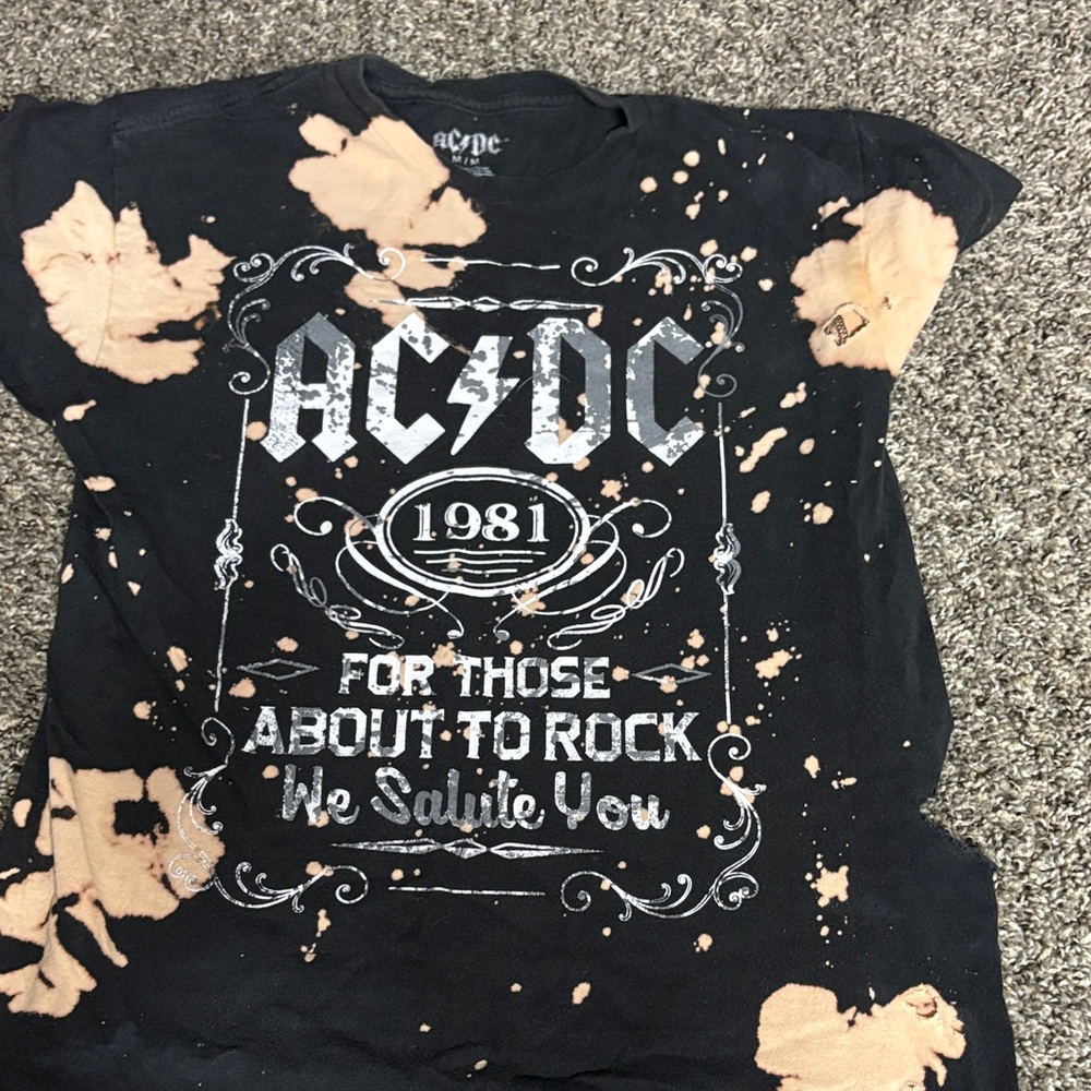 AC/DC Bleached Graphic Tee - Black and Tan